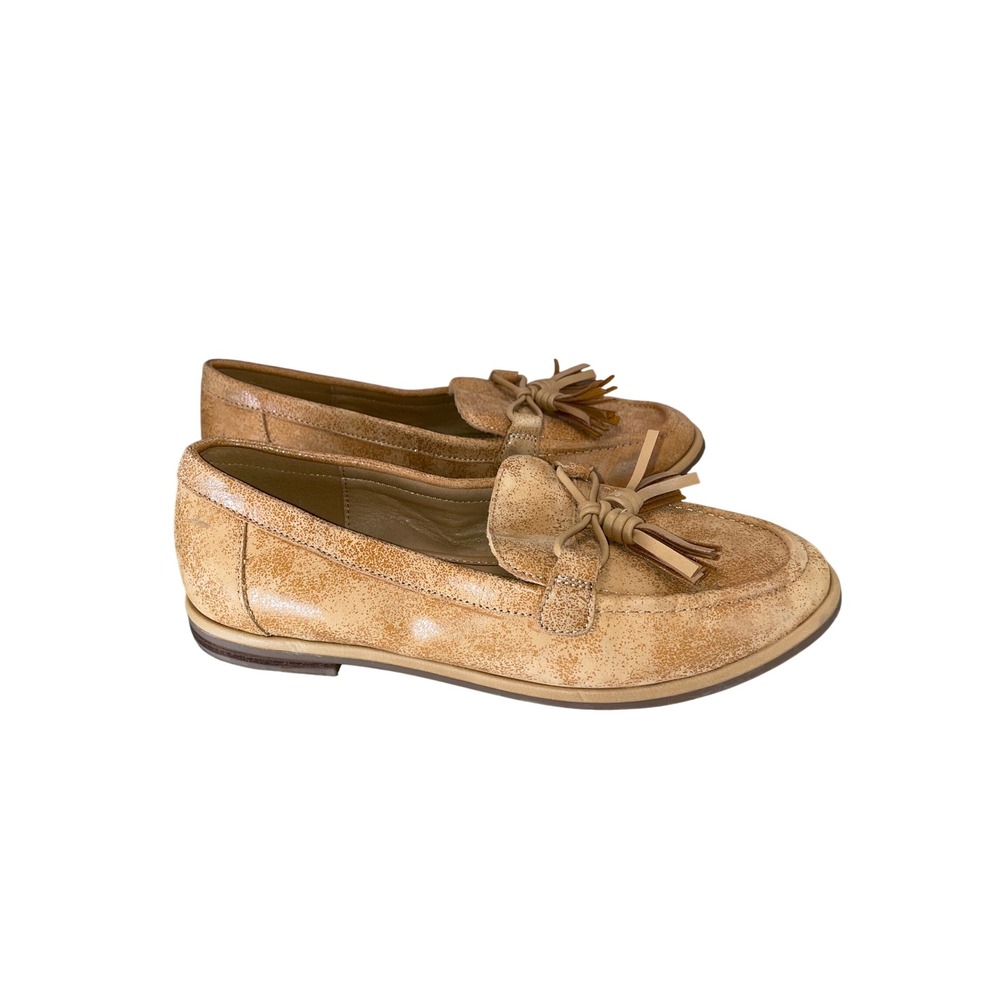 Crown Vintage Sabriel Metallic Gold Leather Tassel Loafers Womens 7.5 M SABRIEL
